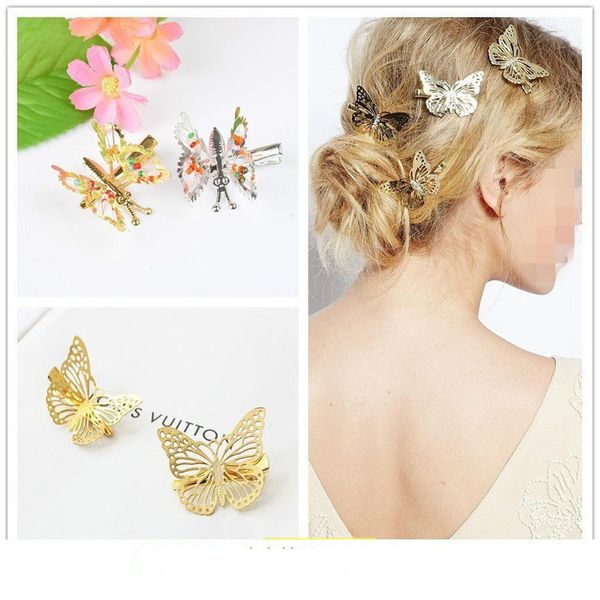 

girls hollow out butterfly hairpin headpiece barrettes hair accessory hair clips hairpin wedding hair accessories for women gift, Golden;silver