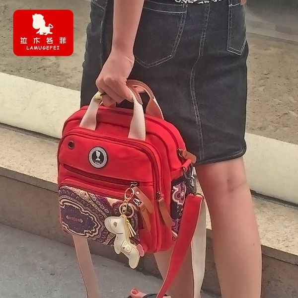 

spicy mama small size multi function shoulder bag canvas hand bag fashion red mummy print mother diaper baby bottle hobo