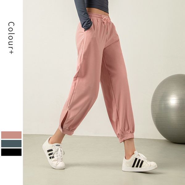 

women's fitness pants breathable quick dry high waist slacks home outdoor workout running yoga pants ninth casual, White;red