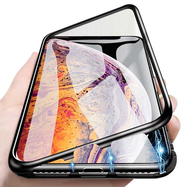 Handyhüllen Magnetische Adsorption Metallrahmen Handyhülle für iPhone X XS Max XR Hülle Anti-Kratz-Schutzhülle für iPhone 8 7 6 WKK3