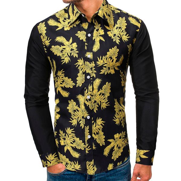 

business shirt men's fashion long sleeve nice print blouse casual streetwear shirt men regular fit camisa social masculina, White;black