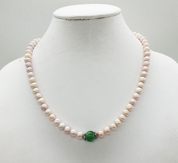 

2018-12-28-1211# 5a 7-8mm pearl necklace pendant 18, Golden;silver