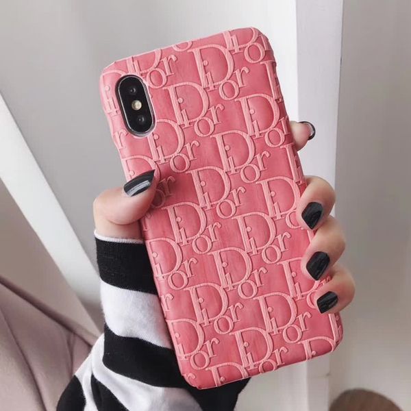 

Мода 3D письмо натуральная кожа тиснением дизайнер телефон чехол для Iphone X XS Xr Xsmax 6