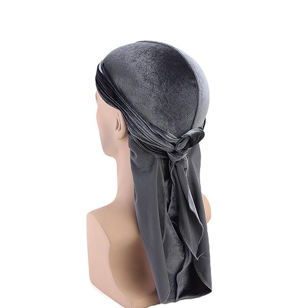 

beach cap doo rags solid long-tailed super soft velvet turban cap head wrap bandana headwear apparel accessories zl