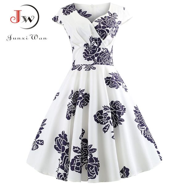 

casual summer dress women short sleeve hepburn 50s 60s vintage elegant swing party dresses plus size floral slim vestidos, Black;gray