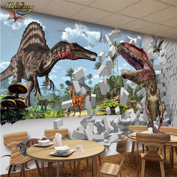 beibehang personalizado Wallpaper Foto Grande Mural Etiqueta Dinossauro Rei 3D 3D cubana Casa Background Mural