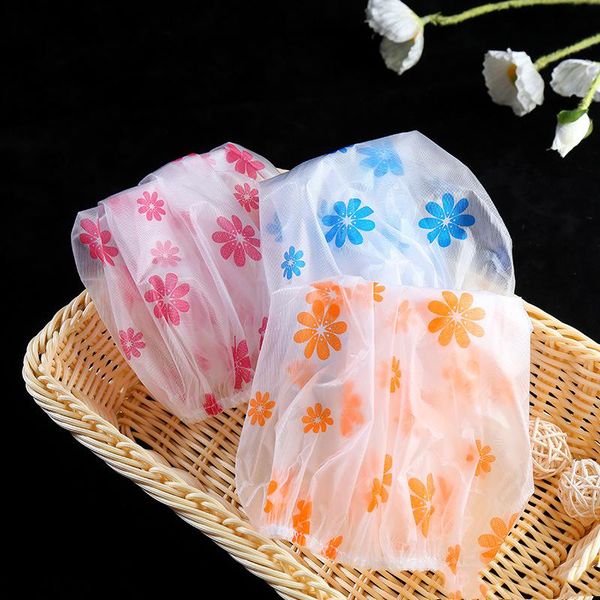 

resuable lace elastic band l bath hair caps cute flower waterproof shower cap women pvc wash face hat hair cover custom logo jj20118, Blue;gray