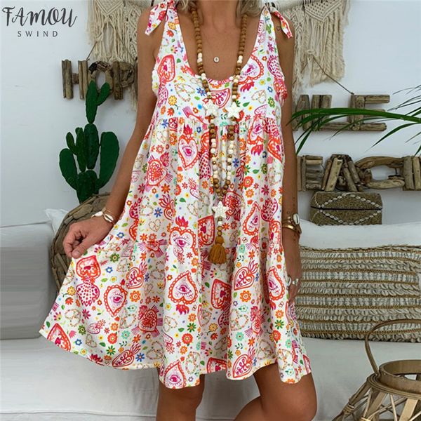 

2020 women summer dress plus size ladies loose floral print sleeveless bandage mini dress new casual sundress jun4#4, Black;gray