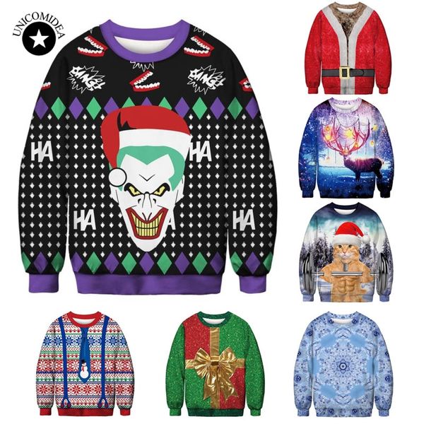 

New Stylish Men Women Santa Xmas Sweatershirt Hoodie Ugly Christmas Jumper Novelty Clown Warm Sweatershirts Unisex Clothing