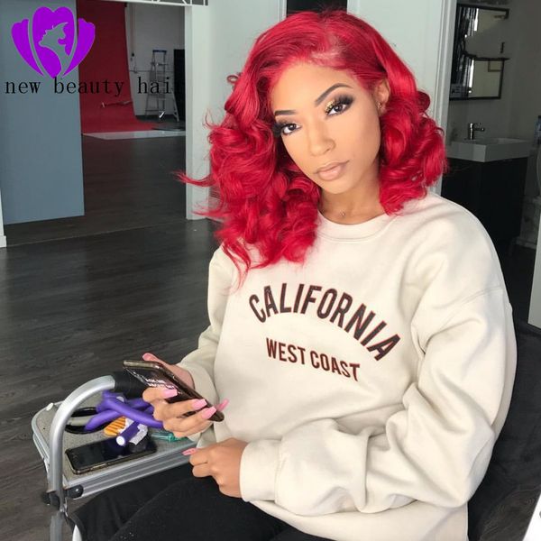 

pink simulation human hair bob wig body wave short lace front wigs heat resistant fiber hair for africa american women, Black;brown