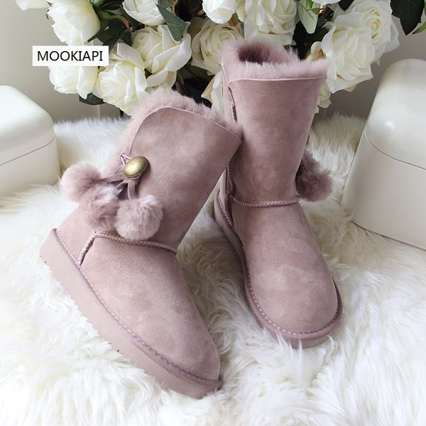 

the latest high-quality women's snow boots in europe in 2019, real sheepskin, 100% natural wool, delivery, women's shoes, Black