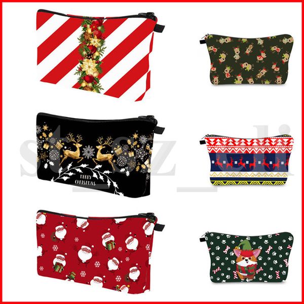 

Косметические сумки MakeUp мешок Рождество Pattern Макияж сумка клатч Висячие туалетны