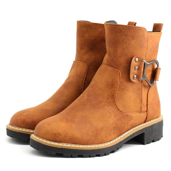 

boots women winter shoes fashion new cross strap buckle keep warm winter women pure color ankle boots mujer casual zapatos, Black