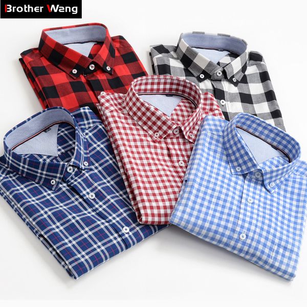 

plus size men shirts 10xl 9xl 8xl 7xl 6xl 5xl summer new classic style 100% cotton plaid short-sleeved shirt male brand clothes, White;black