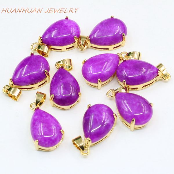 

new water drop pendant chain 13x23mm natural stone jades gold-color stainless steel necklace & pendants for women jewelry b3334, Silver