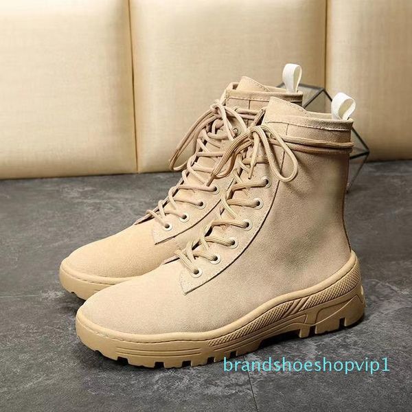 

men desert tactical boots mens fog work shoes thick outsole army boot lace up combat ankle boots 10#24/20d50, Black