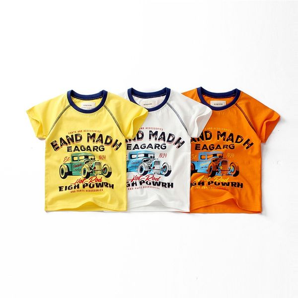 

baby boys t-shirt cotton 2-6 years short sleeve summer kids t-shirts cartoon printed children tees casual sport t-shirt kf05, Blue