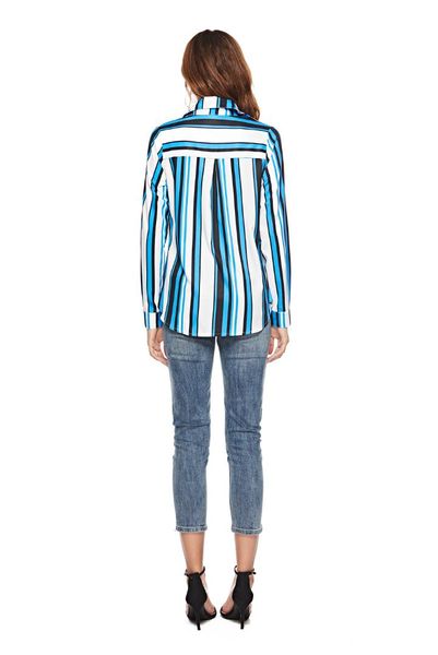 

2018 autumn selling women's dress slim fit printed long sleeve-style shirt, White