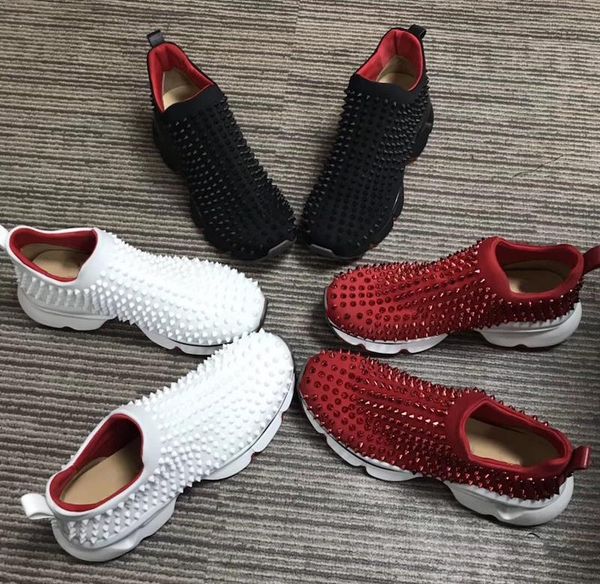 

designer shoes spike sock men sneakers platform red donna flat rubber womens red bottom spike luxury shoes flat trainers 16 color d12, Black