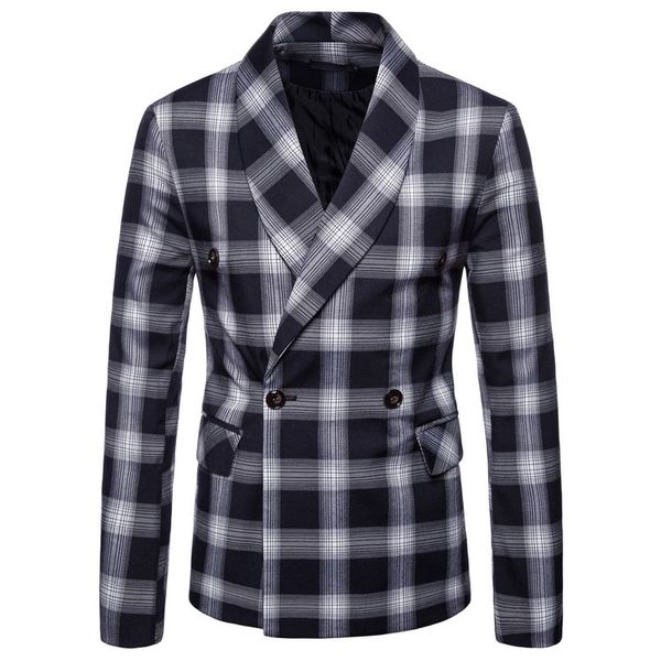 

two thousand and nineteen new pattern autumn man fashion leisure time green collar double-breasted suit, White;black
