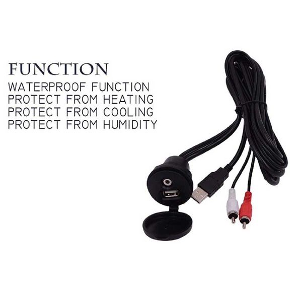 

uzare waterproof marine audio for boat car stereo universal 3.5mm rca aux usb interface extension cable port atv utv gps