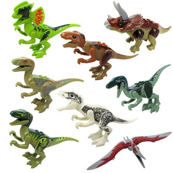 

jurassic dinosaur bricks figure animal wild world t-rex echo pterosauria triceraindomirus rex building block toy for boys