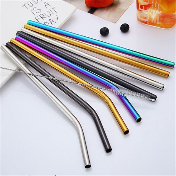 

reusable 8mm stainless steel straw drinking straw food grade ss304 colorful straw wholesale bar drinking tools