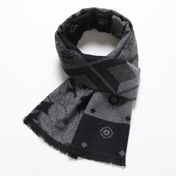 

20191008 men's scarf checked long neck, Blue;gray