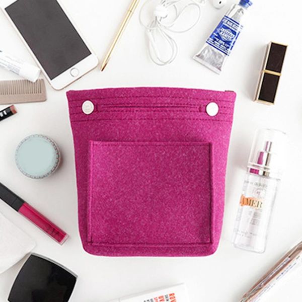 

women cosmetic bag felt cloth insert makeup bag multi-pockets travel cosmetic portable beauty toiletry organizer #919