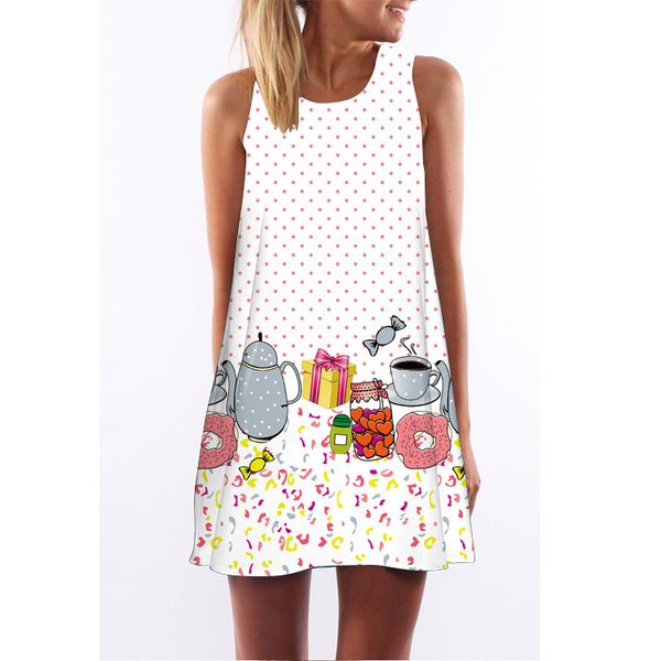 

fashion women sleeveless boho beach dress floral print mini summer dress new a line casual chiffon dresses vestidos mujer, Black;gray