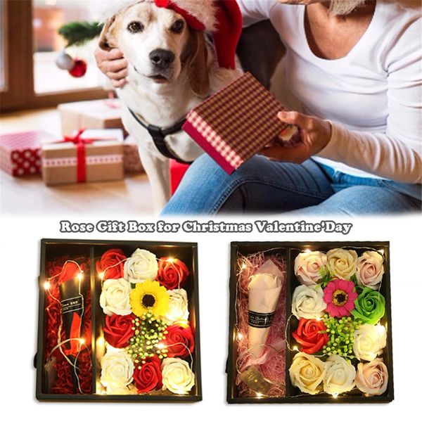 

lighted rose flower soap with gift box for christmas valentine' day mother' s day