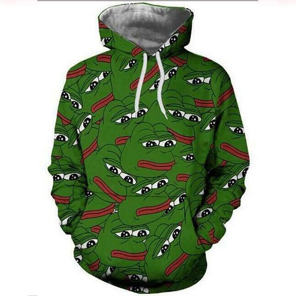 

new fashion women/men harajuku style pepe the frog casual 3d printed sweatshirts hoodies sportwear coat r0149, Black