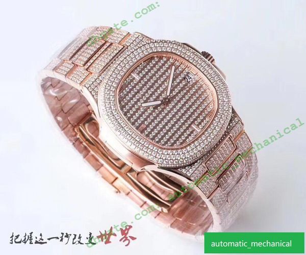 

tw полная алмазное платины версия 5719 / 1g моды люкс движения 324c часы водонепроницаемые часы 50м толщина 10 мм алмазное, Slivery;brown