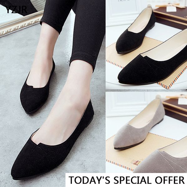 

yzjr spring and autumn new women's shoes low heel flat pointed mother shoes casual set foot work, Black