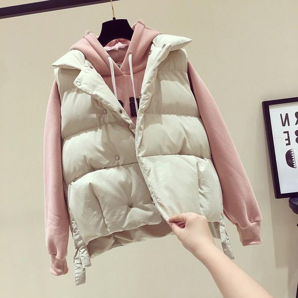 

women winter short front long back down vest female zippers slim sleeveless jacket casual windproof warm waistcoat, Black;white