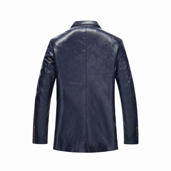 

leather coat 28 middle-aged men's leather coat fold-down collar dad middle aged and elderly people spring and autumn loose, Black