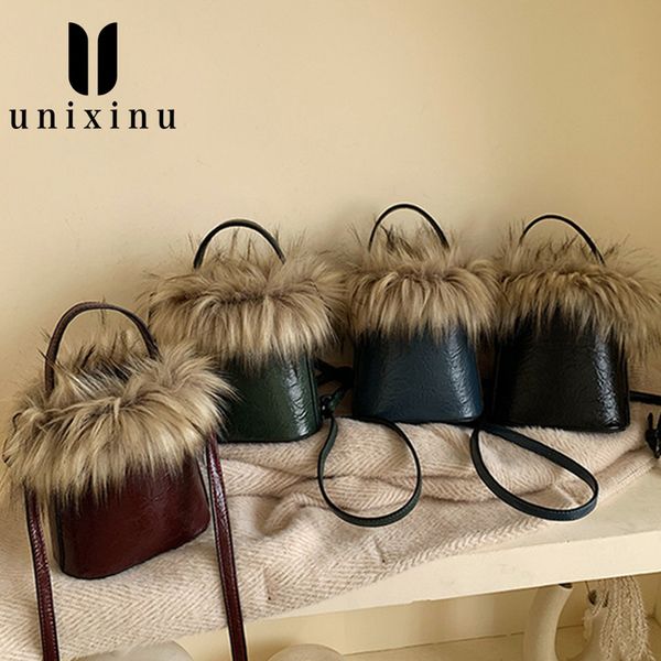 

2019 fashion women bag fur bag lady pu leather crossbody retro whiter party