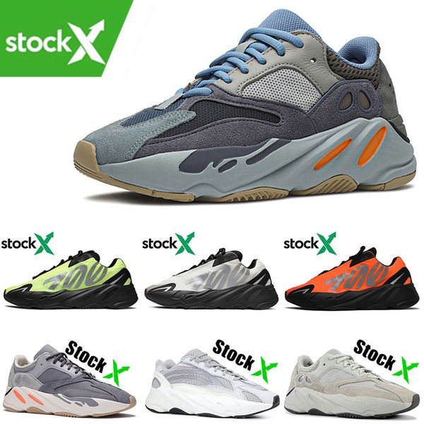

700 v2 kanye west 3m reflective carbon blue magnet mens womens running shoes sneakers orange bone phosphor salt static magnet designer shoes, White;red