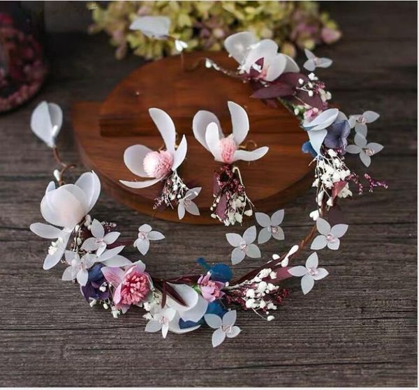 

bridal wreath headdress sen female wedding head flower fairy beauty wedding accessories catwalk jewelry pgraphy p, Silver