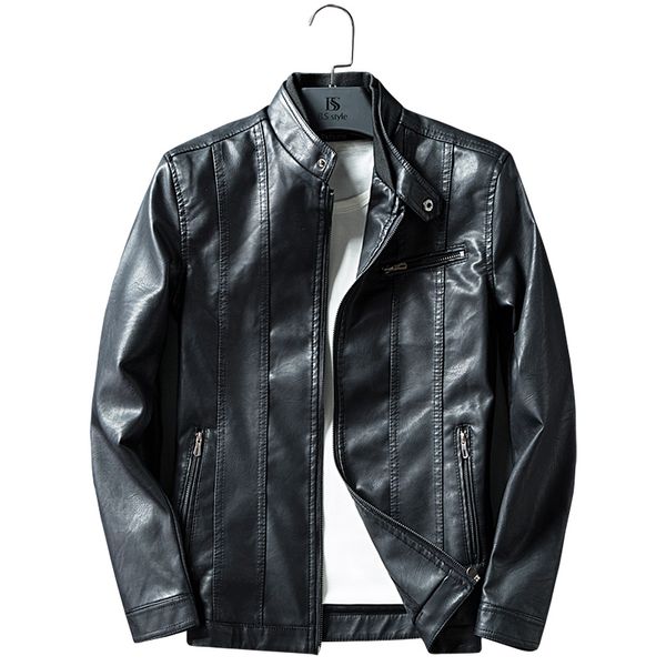 

bomber jackets outerwear men leather suede jacket fashion autumn motorcycle pu leather male winter faux coat spring k201, Black