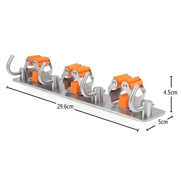 

304 stainless steel broom holder clip wall mounted organizer hook utility racks for kitchen bathroom ve