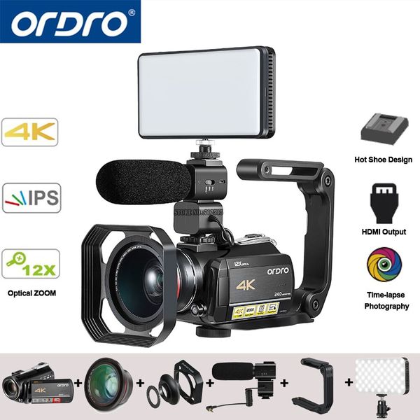 

Ordro AC5 4K UHD Цифровые видеокамеры Видеокамеры FHD 24MP WiFi IPS Сенсорный экран 100X Digtal Zoom 12X