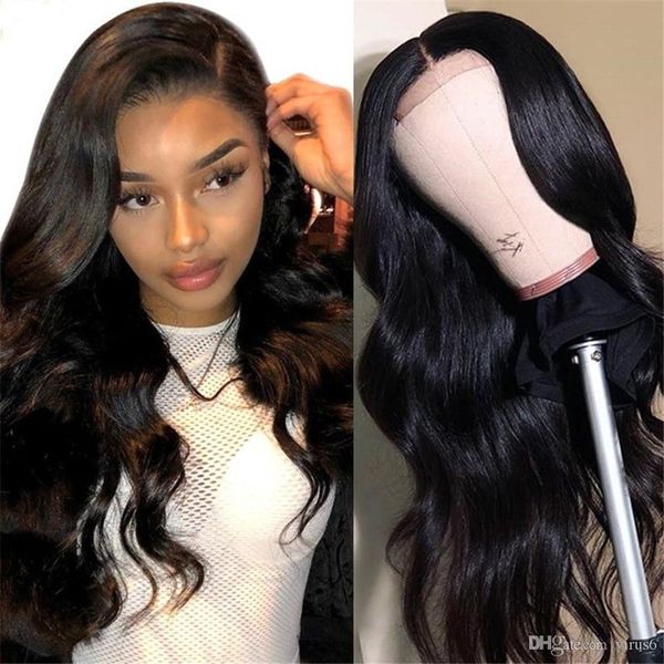 

body wave 6x13 lace front human hair wigs preplucked brazilian human hair wigs 250 density remy natural color, Black