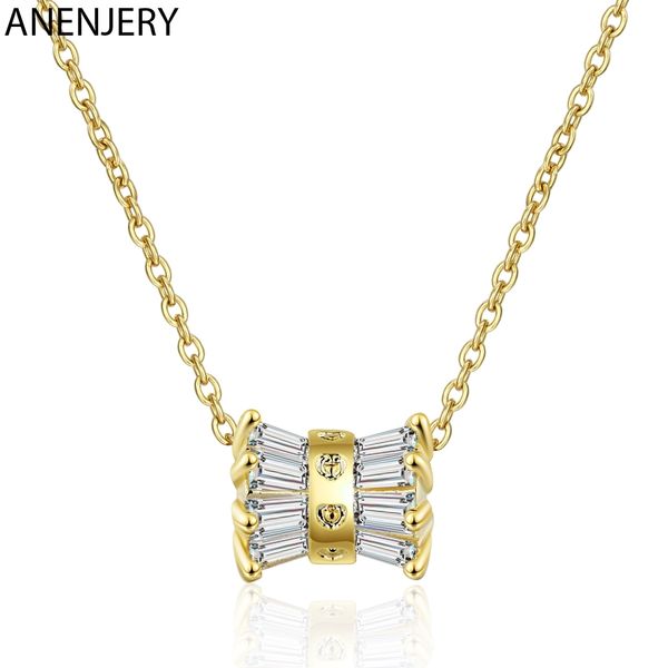 

dazzling mosaic cz crystal cylinder pendant necklace 925 sterling silver gold color necklace jewelry for women