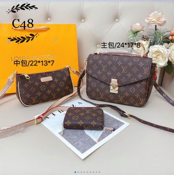 

2020 3pcs set classic designer womens handbags ladies tote leather clutch shoulder bags female purse with wallet tote 002