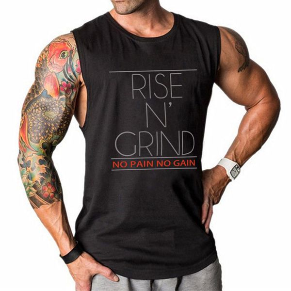 

2019 new men gyms fitness mens tank fitness bodybuilding summer print letter clothing sleeveless breathable casual tank, White;black