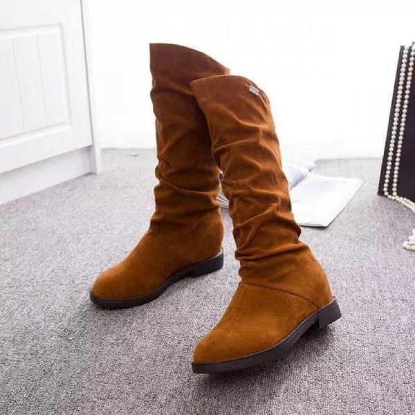 

shoes woman style with higher children's tall frosted round head thin legs winter women boots long thigh high shoes boots, Black