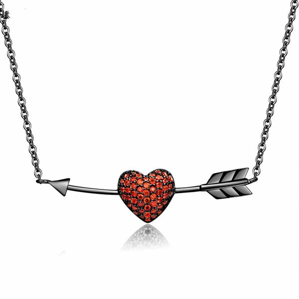

ожерелье jingyang подвески для женщин романтического сердца красной стрелки регулируемых ювелирных изделий кристалла циркон девушка мода юве, Silver