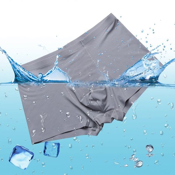 

mesh ice silk underwear traceless men's underwear boxer pants breathable boxer pants one-piece middle waist, Black;white
