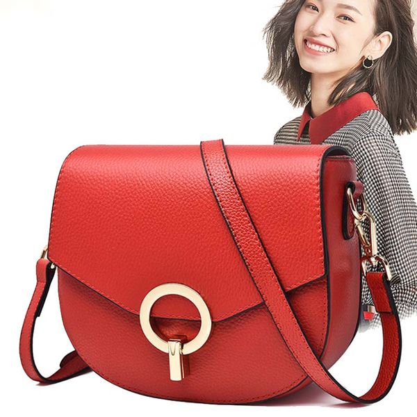 

women's bag korean fashion trend leather women's shoulder bag first layer cowhide ladies small messenger sh110007